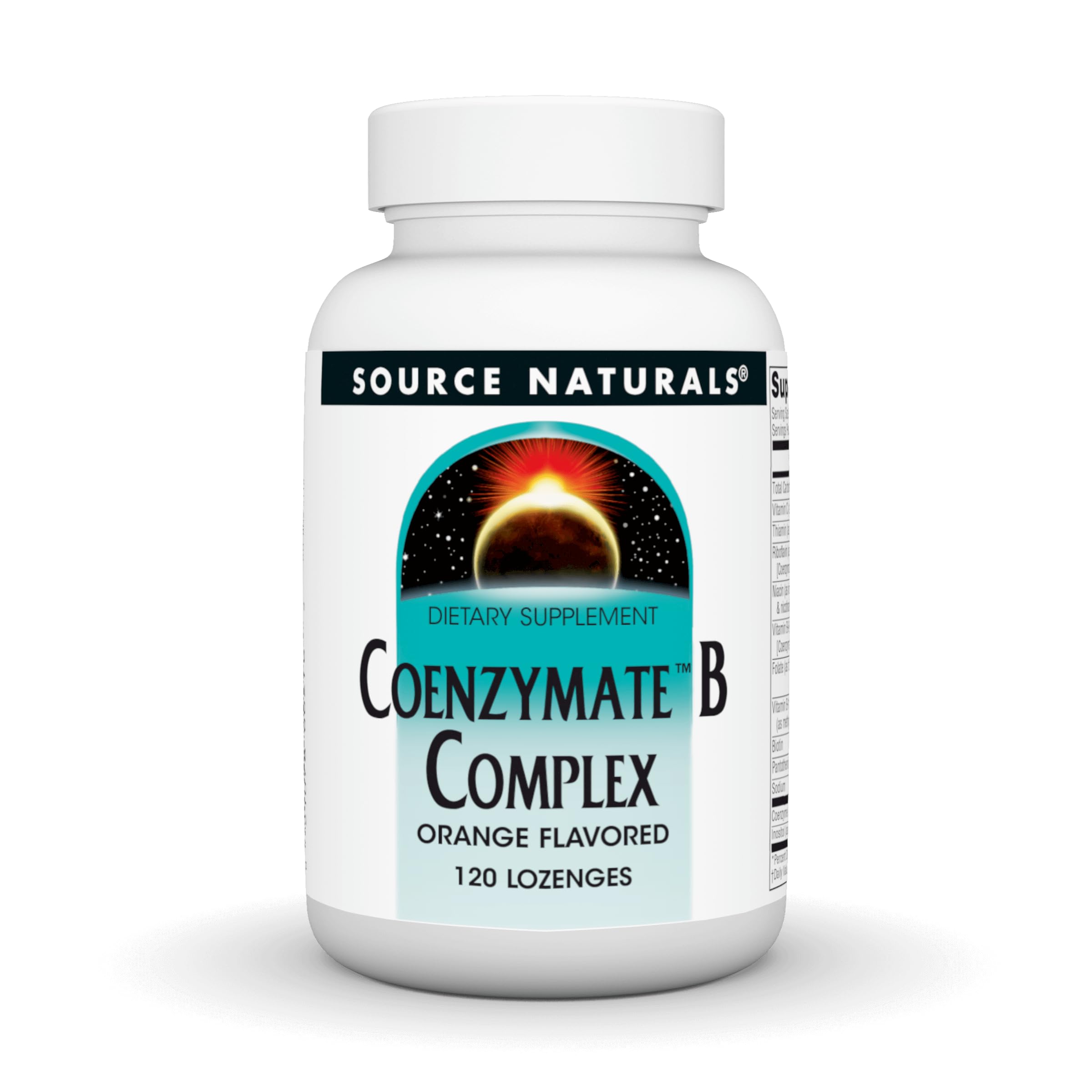 Source Naturals Coenzymate B Complex orange lozenge melting on the tongue for easy daily use
