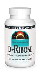 Source Naturals D-Ribose Powder bottle front for convenient daily use.