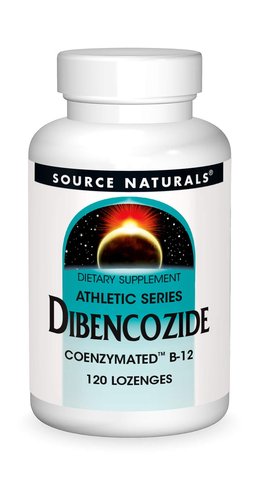 Source Naturals Dibencozide lozenge in bottle for daily energy support.