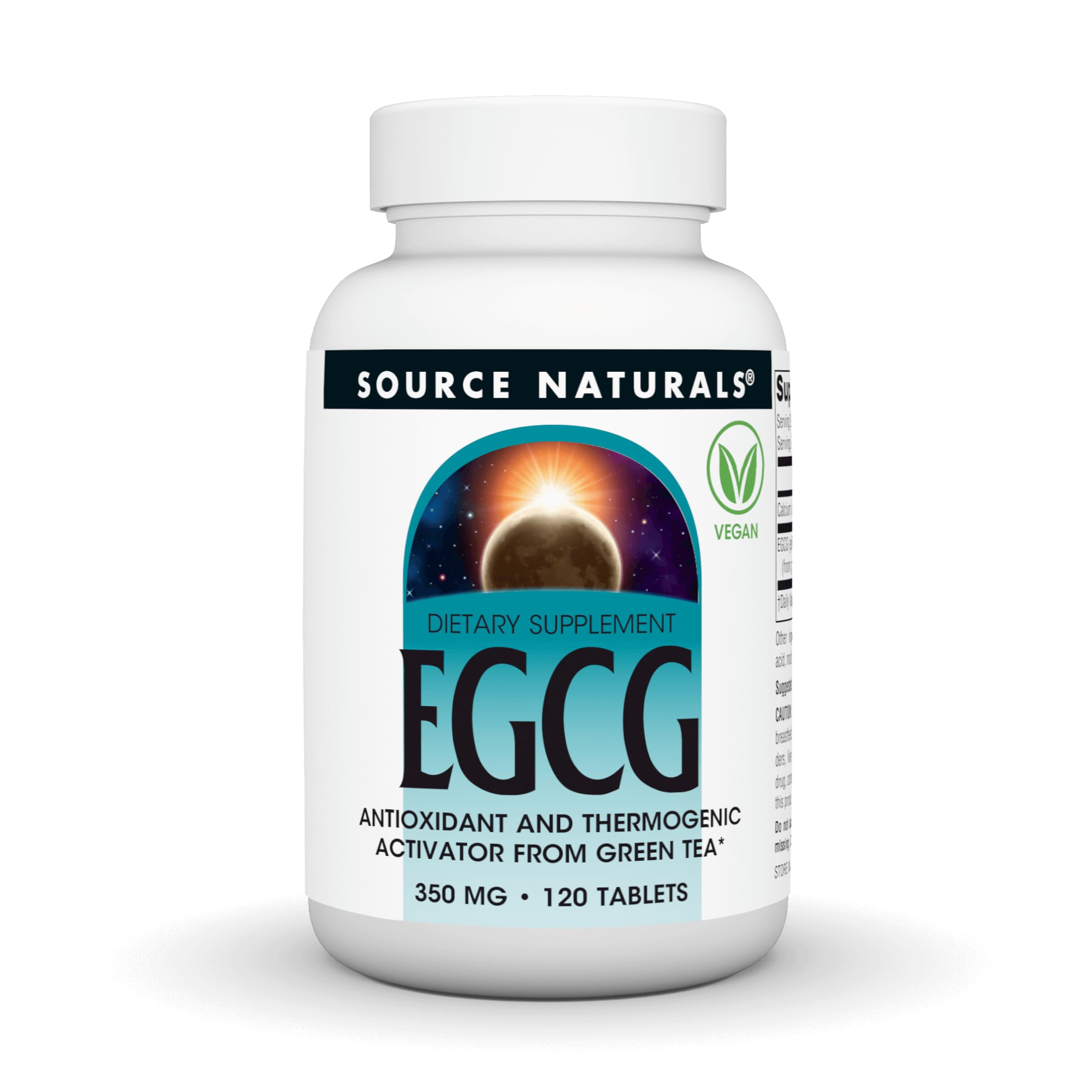 Source Naturals EGCG bottle pours, hinting at antioxidant support for daily wellness.