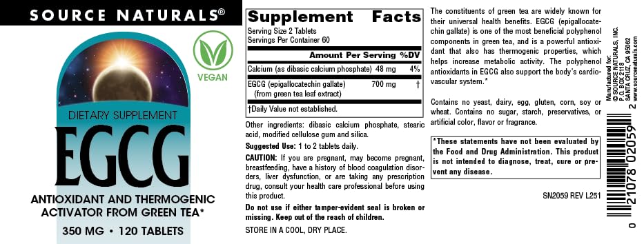 Source Naturals EGCG packaging front shot conveys quality and long-standing trust.