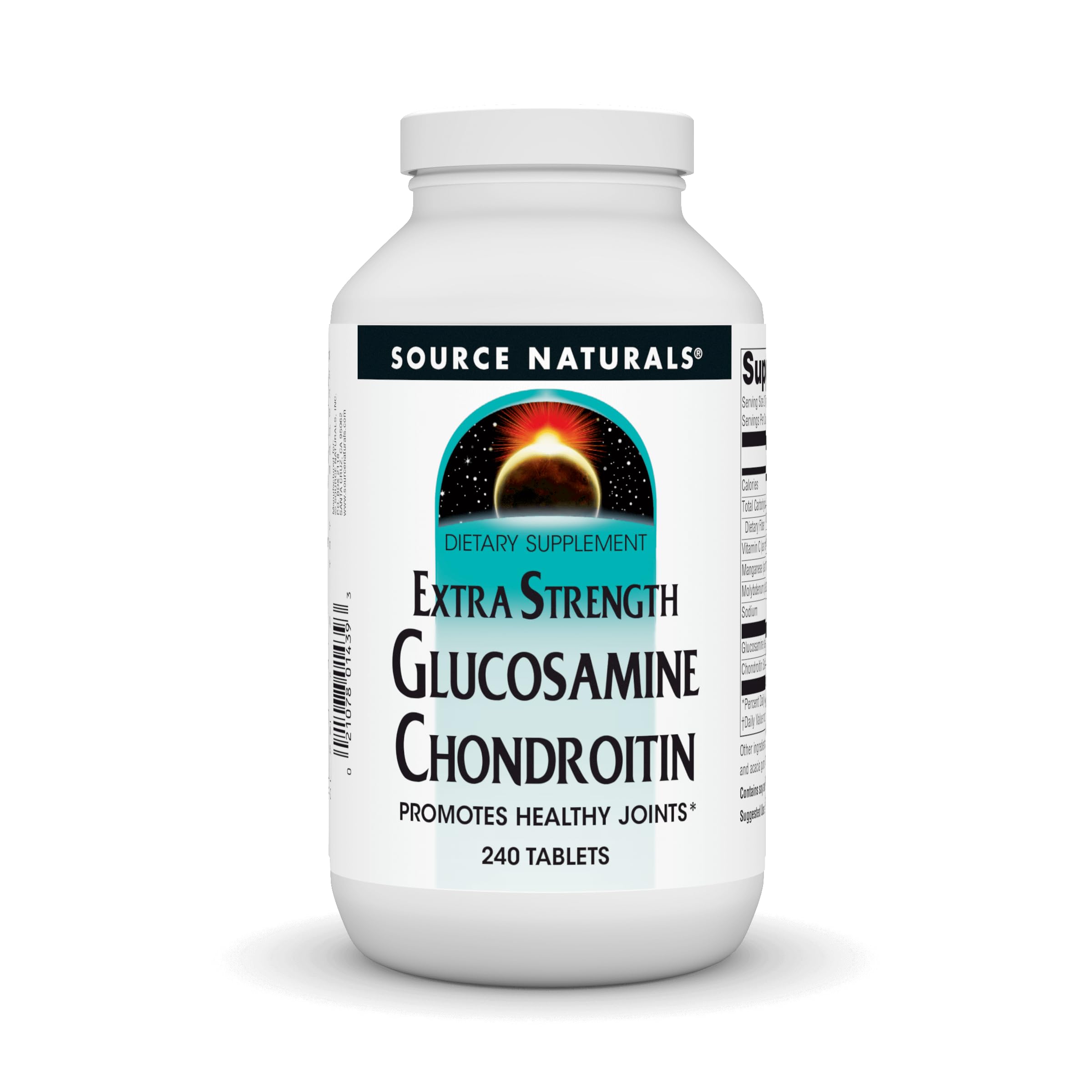 Source Naturals glucosamine chondroitin bottle front for joint support.