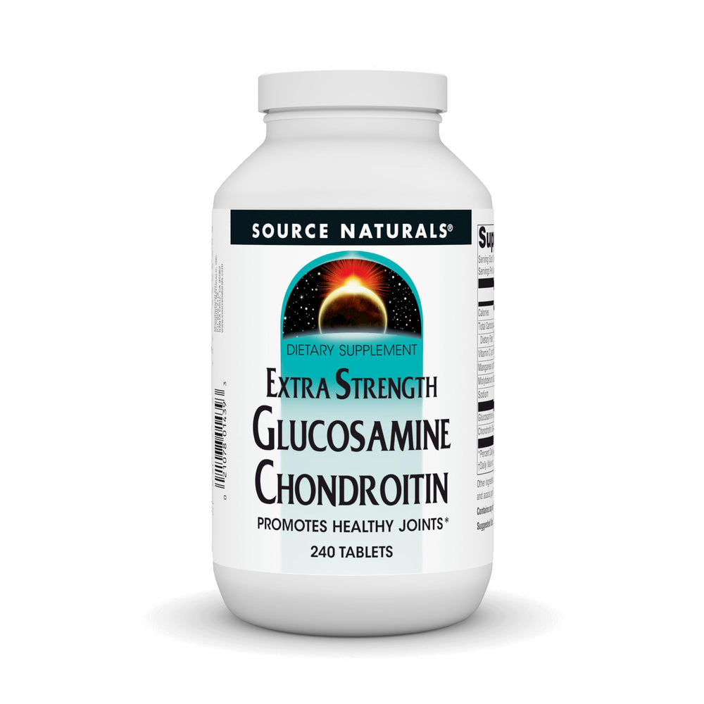 Source Naturals glucosamine chondroitin bottle front for joint support.