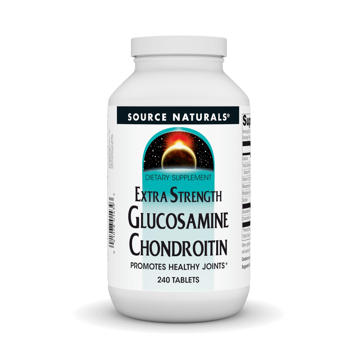 Source Naturals glucosamine chondroitin bottle front for joint support.
