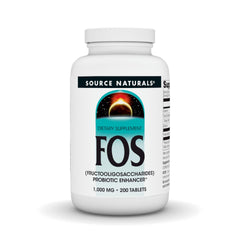 Source Naturals FOS 1000 mg bottle front view for gut flora support