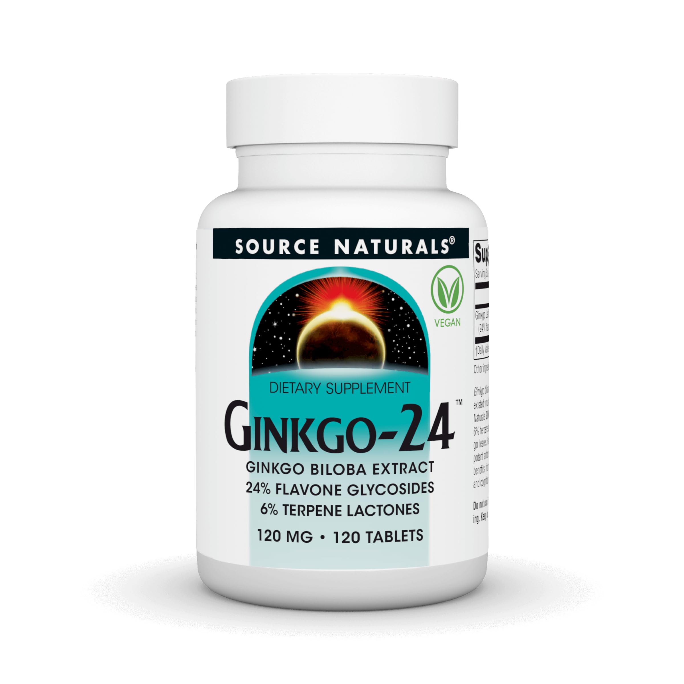 Source Naturals Ginkgo-24 bottle on desk for focus support
