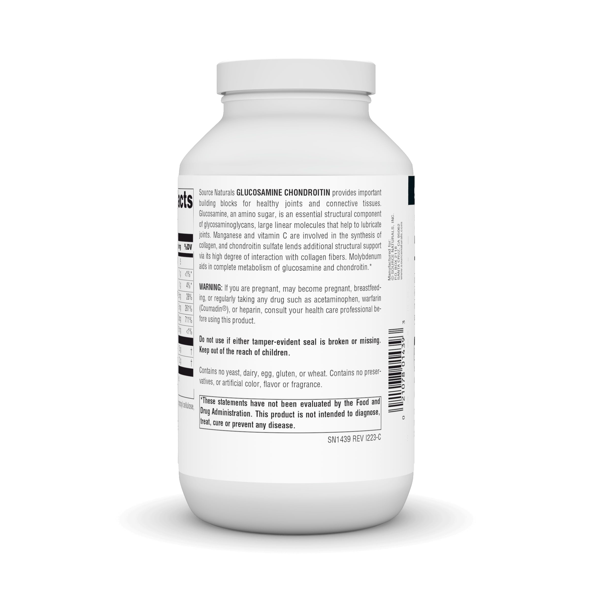 Source Naturals ingredients panel showing manganese and molybdenum.