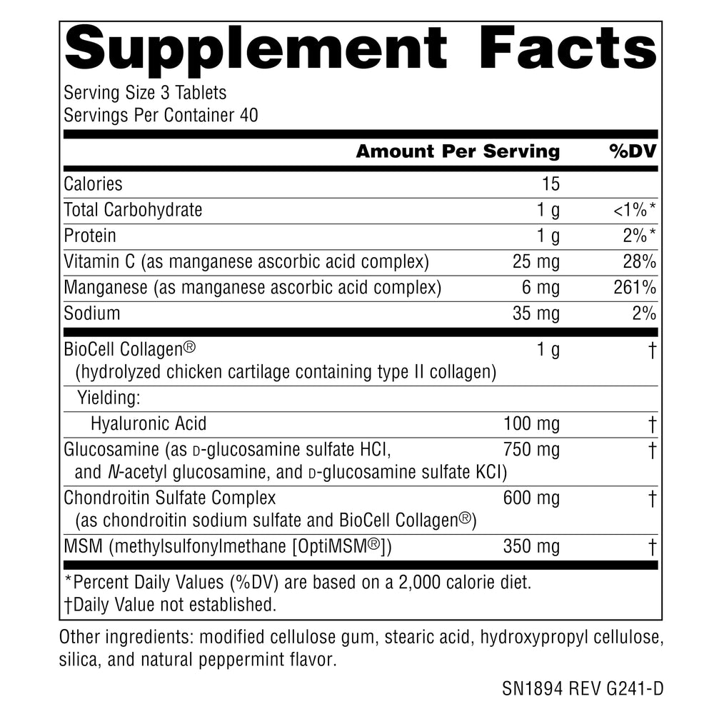 Close-up of Source Naturals Hyaluronic Joint Complex tablets
