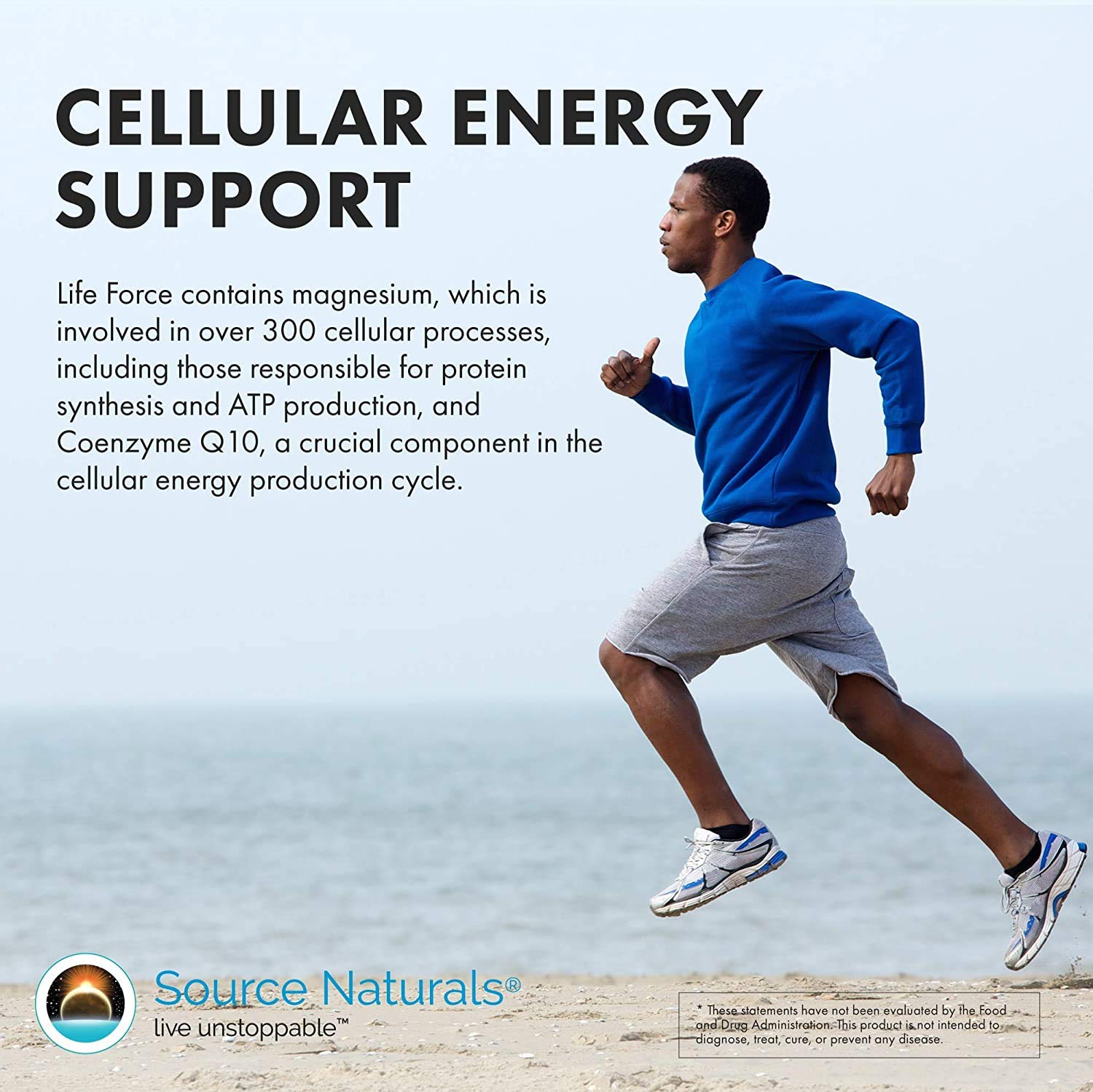 Source Naturals Life Force tablets shown with meals for best absorption.