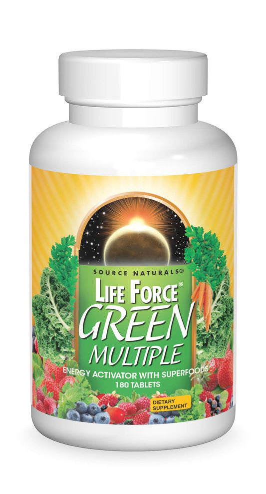 Source Naturals Life Force Green multivitamin bottle for daily energy support.