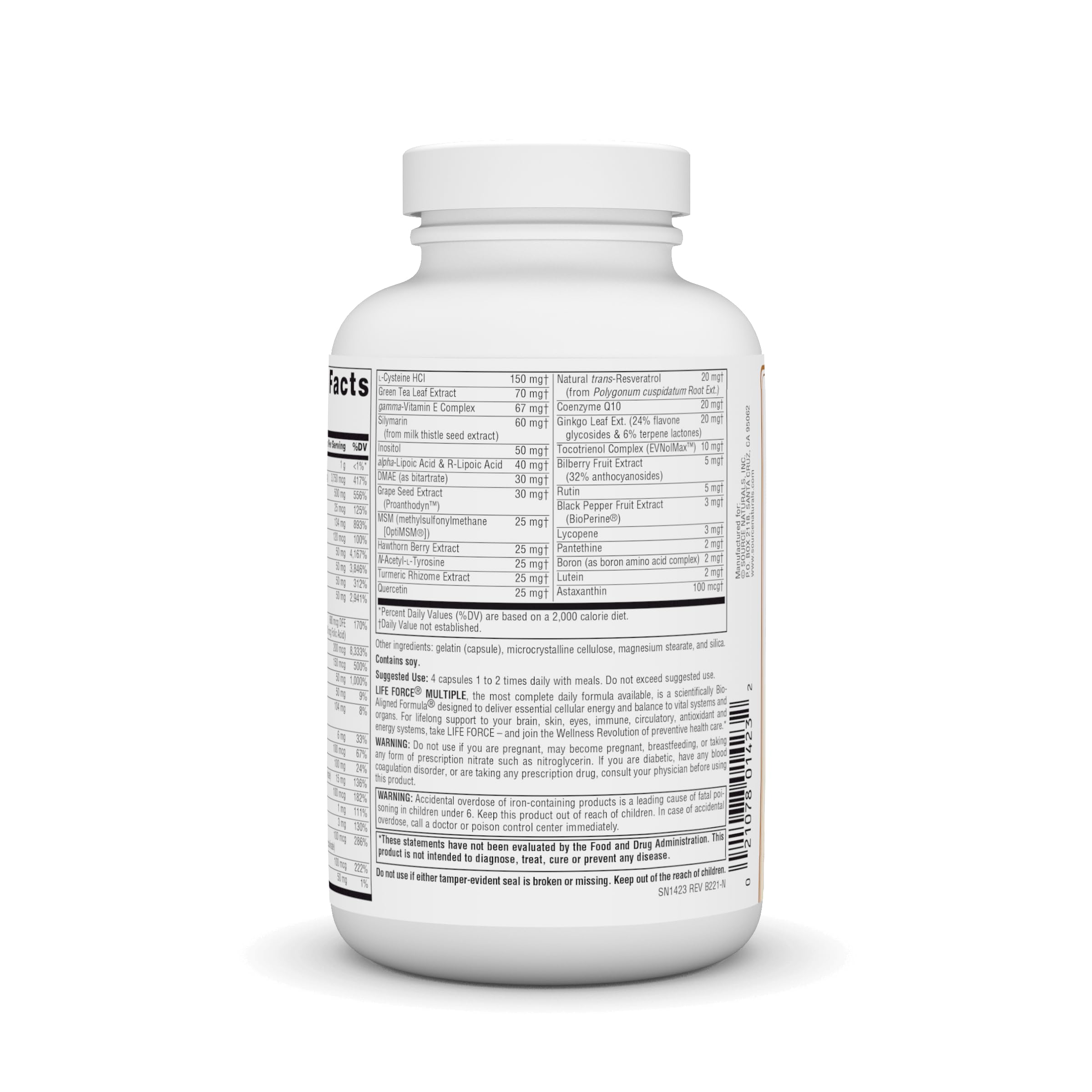 Source Naturals Life Force Multivitamin bottle top view for easy daily intake