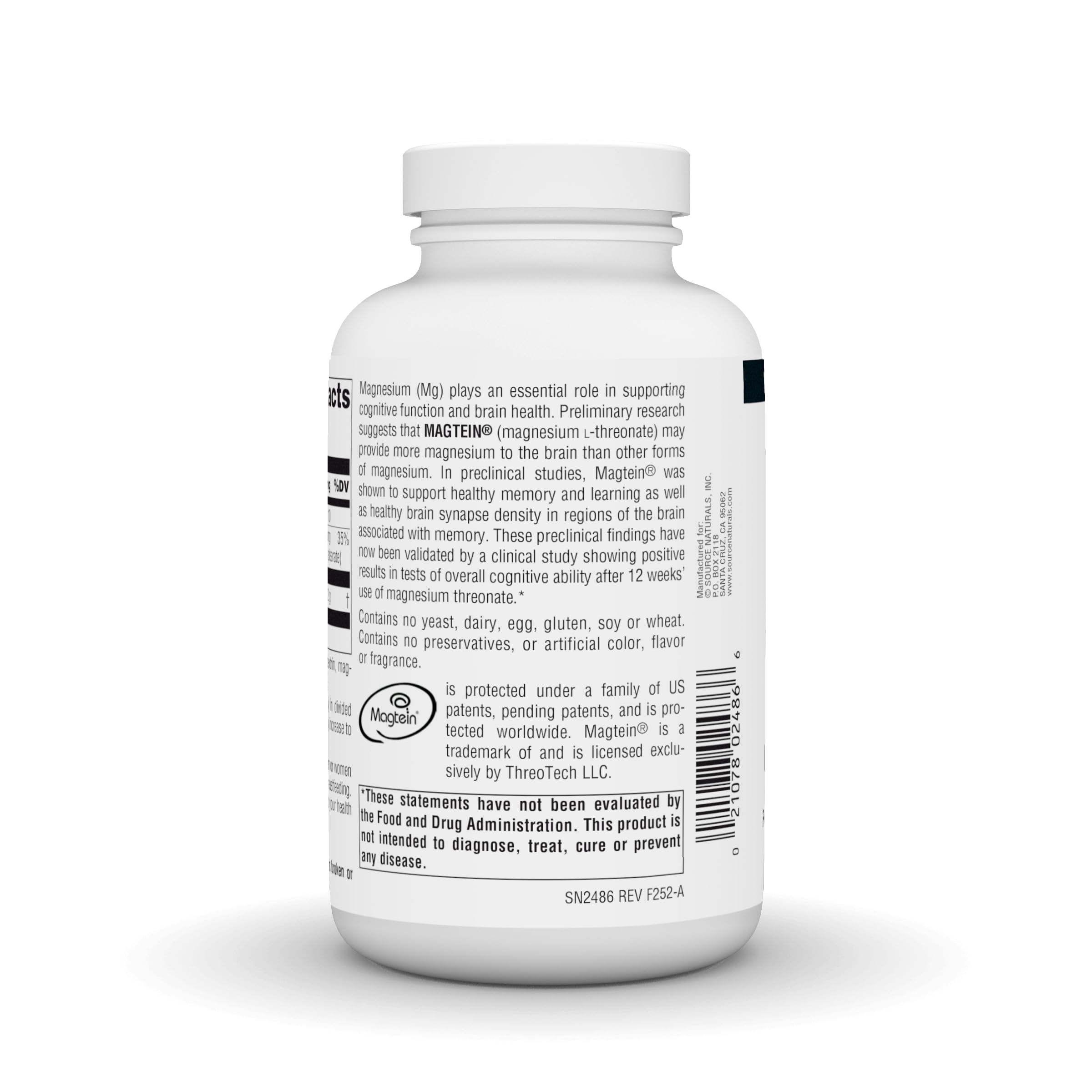 Close-up of Magtein label emphasizes USA-made magnesium L-threonate.