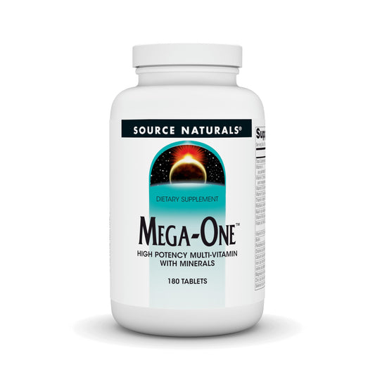 Source Naturals Mega-One bottle front for quick daily nutrient support.