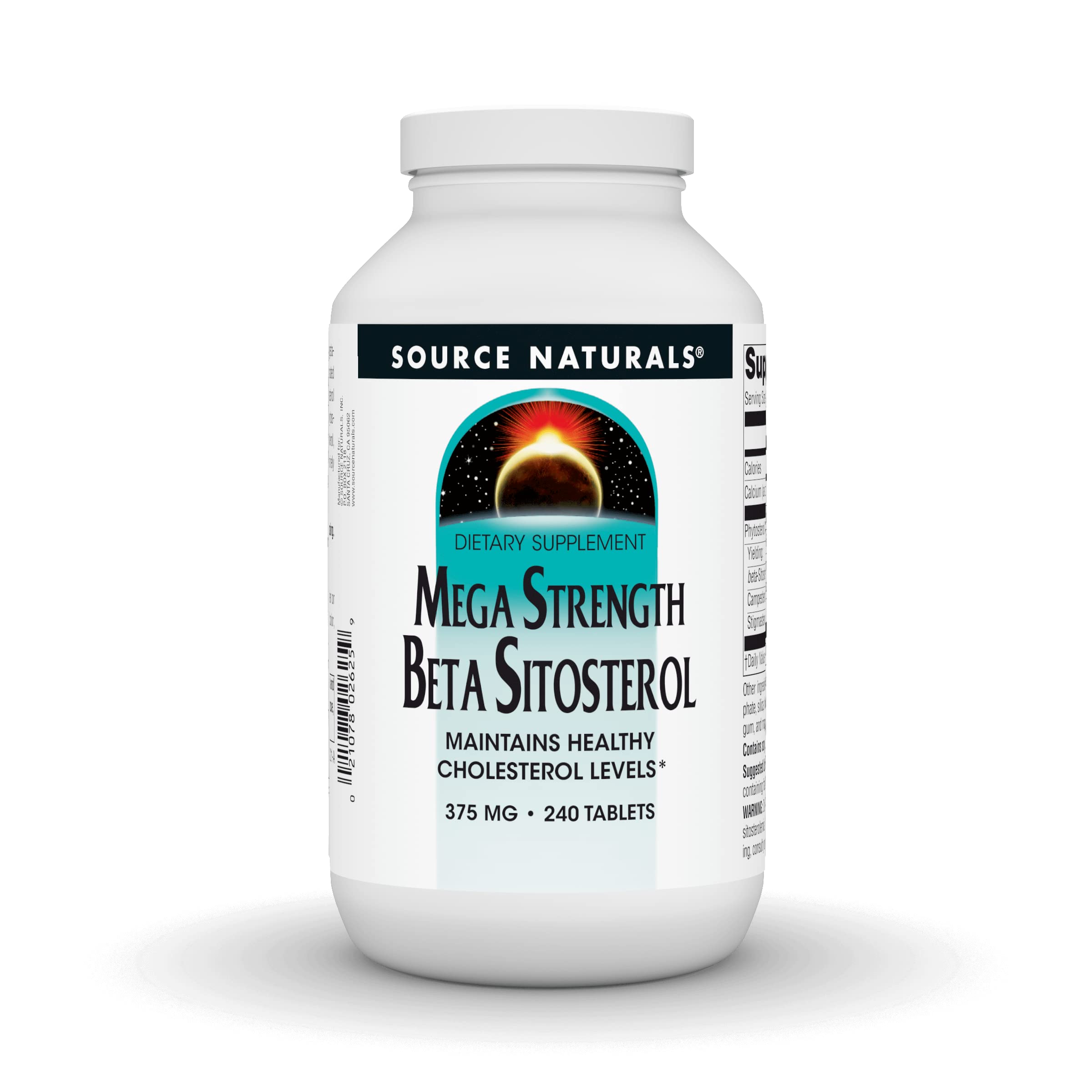 Source Naturals Mega Strength Beta Sitosterol bottle with tablets supports daily cholesterol balance