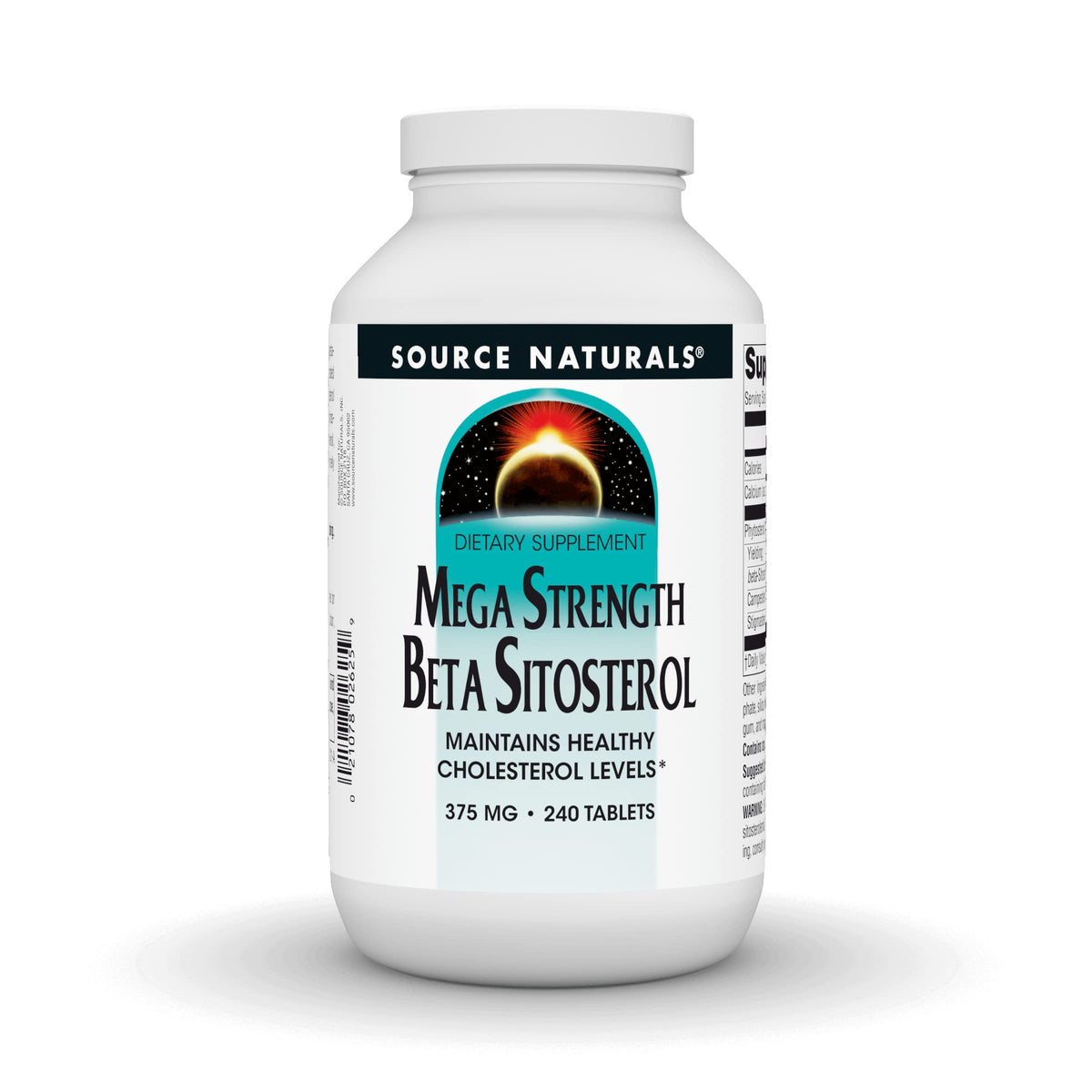Source Naturals Mega Strength Beta Sitosterol bottle with tablets supports daily cholesterol balance