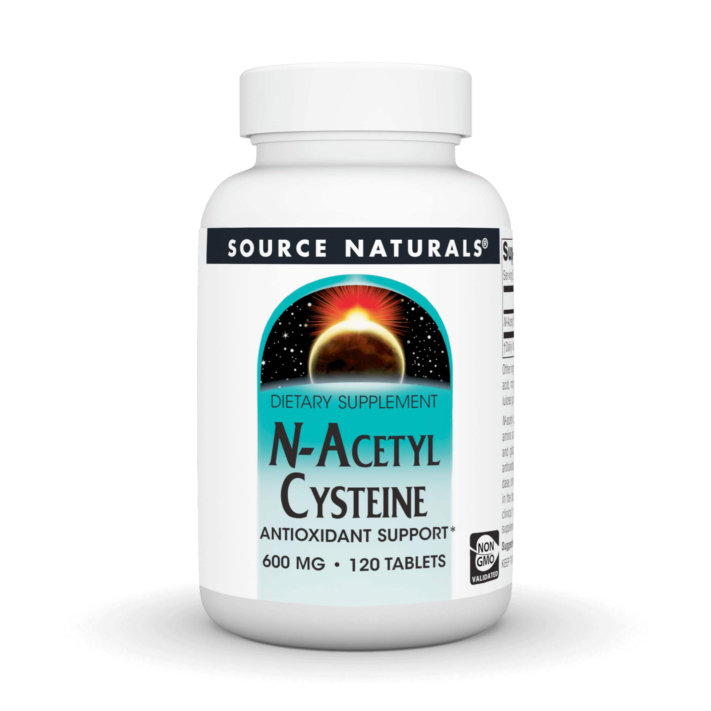 Source Naturals NAC bottle front shows label for antioxidant support.