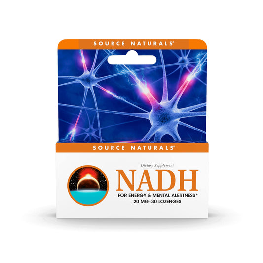 Source Naturals NADH 20mg lozenges bottle label visible for trust