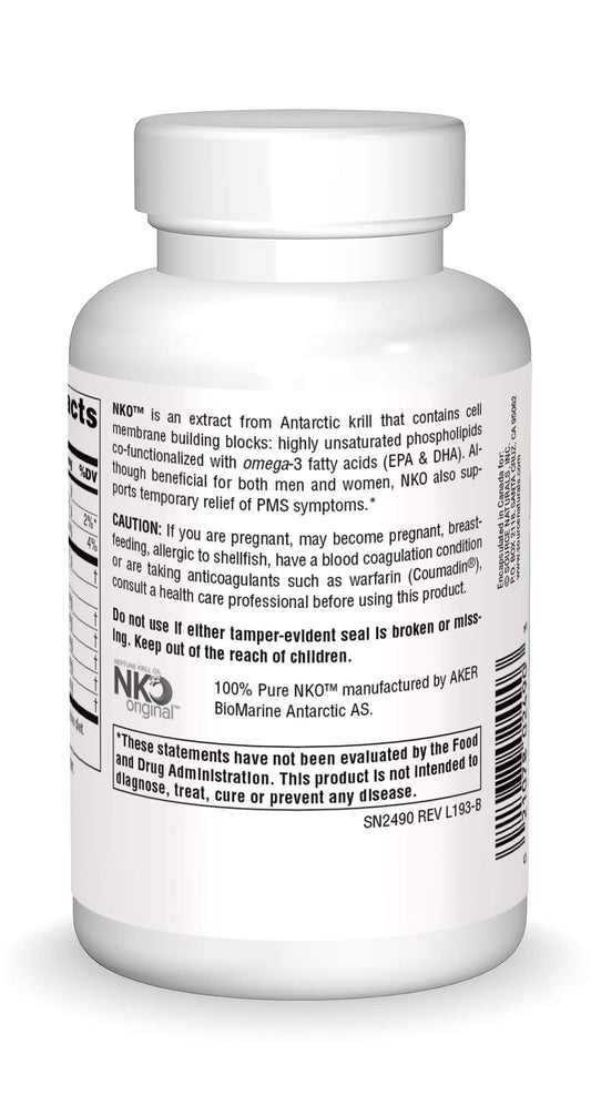 Source Naturals NKO softgels close-up for daily omega 3 intake.