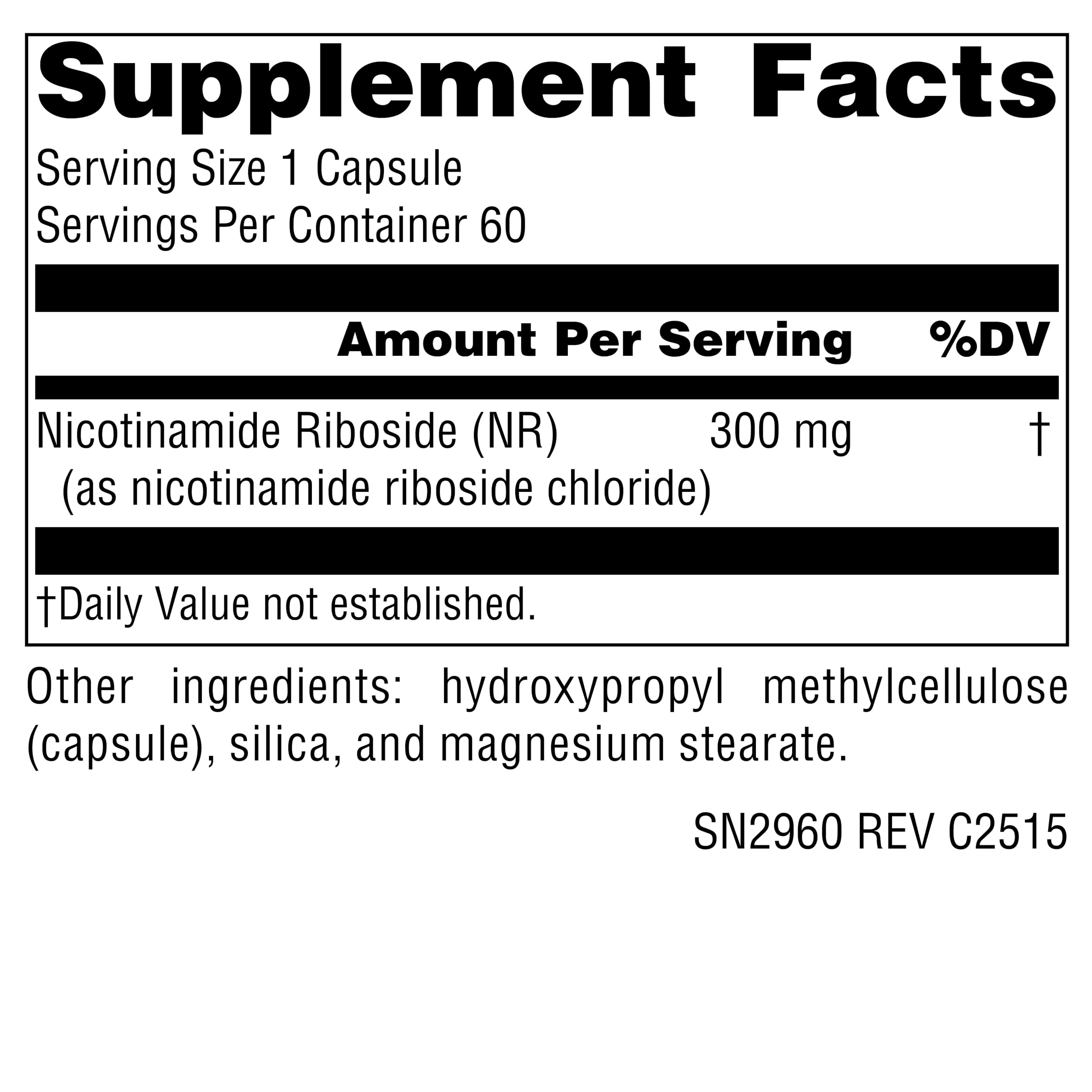 Source Naturals NR bottle pour suggests easy dosage for daily use