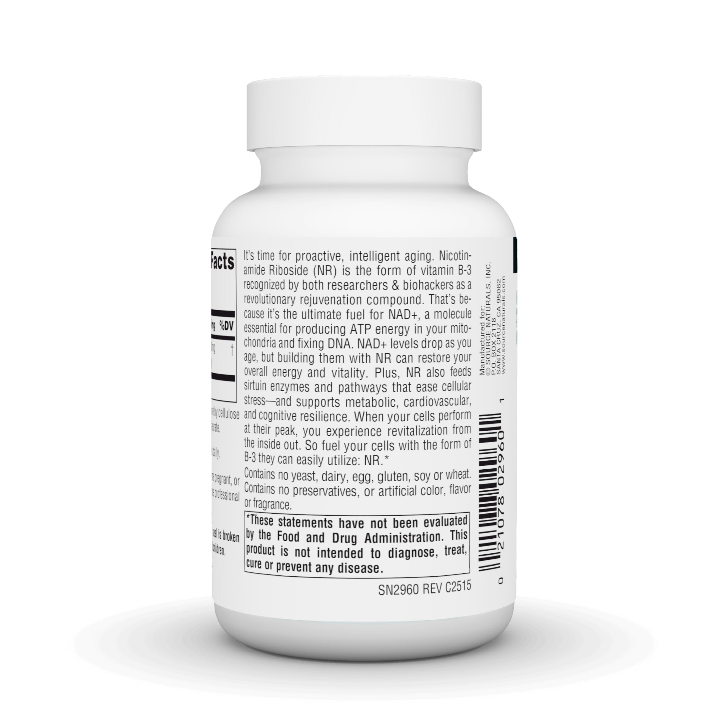 Source Naturals NR capsules ready for daily consumption