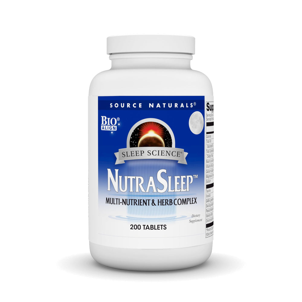 Source Naturals NutraSleep bottle front with melatonin-free relaxation support.