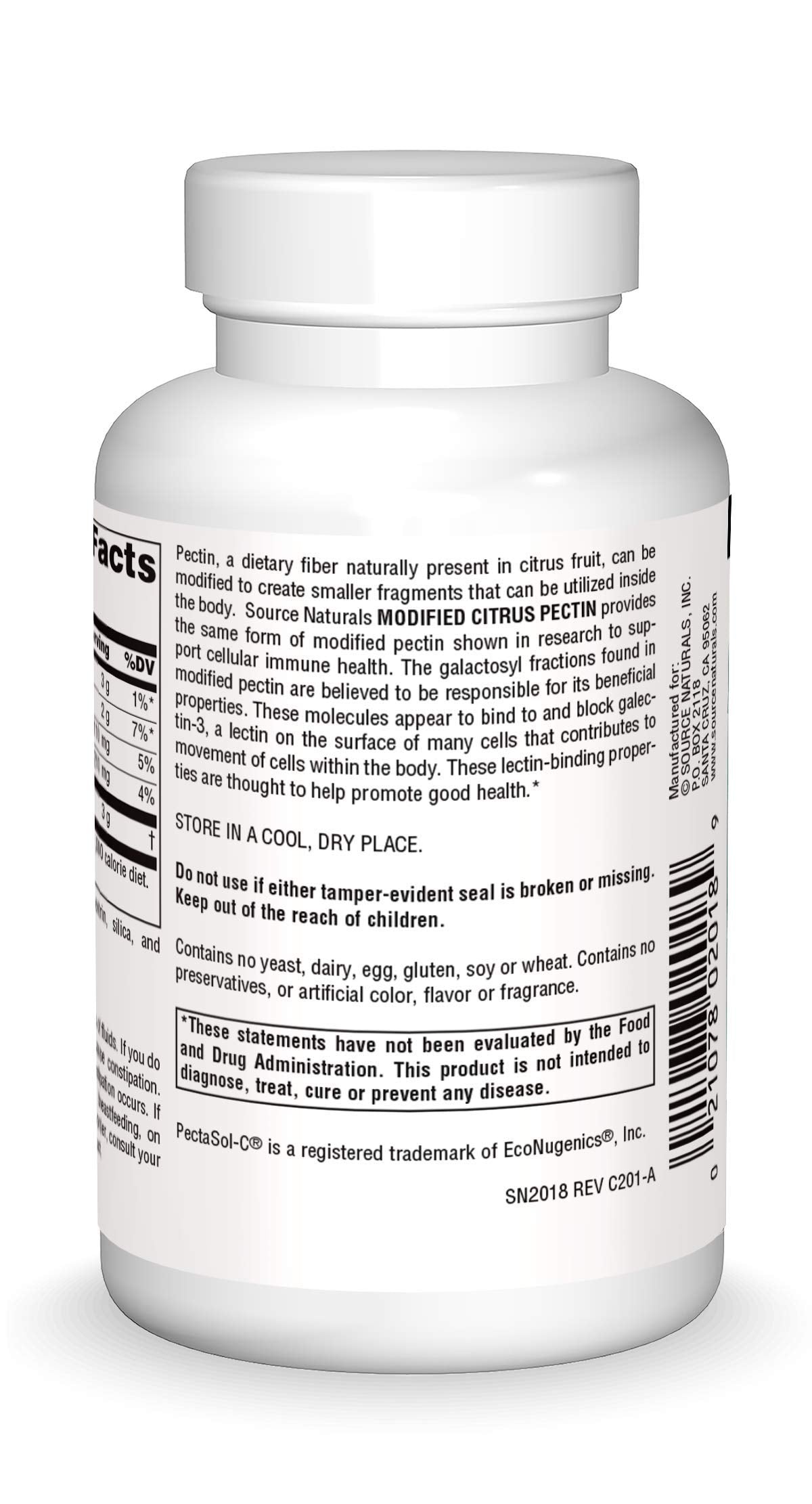 PectImmune capsules close-up highlighting 750 mg modified citrus pectin.