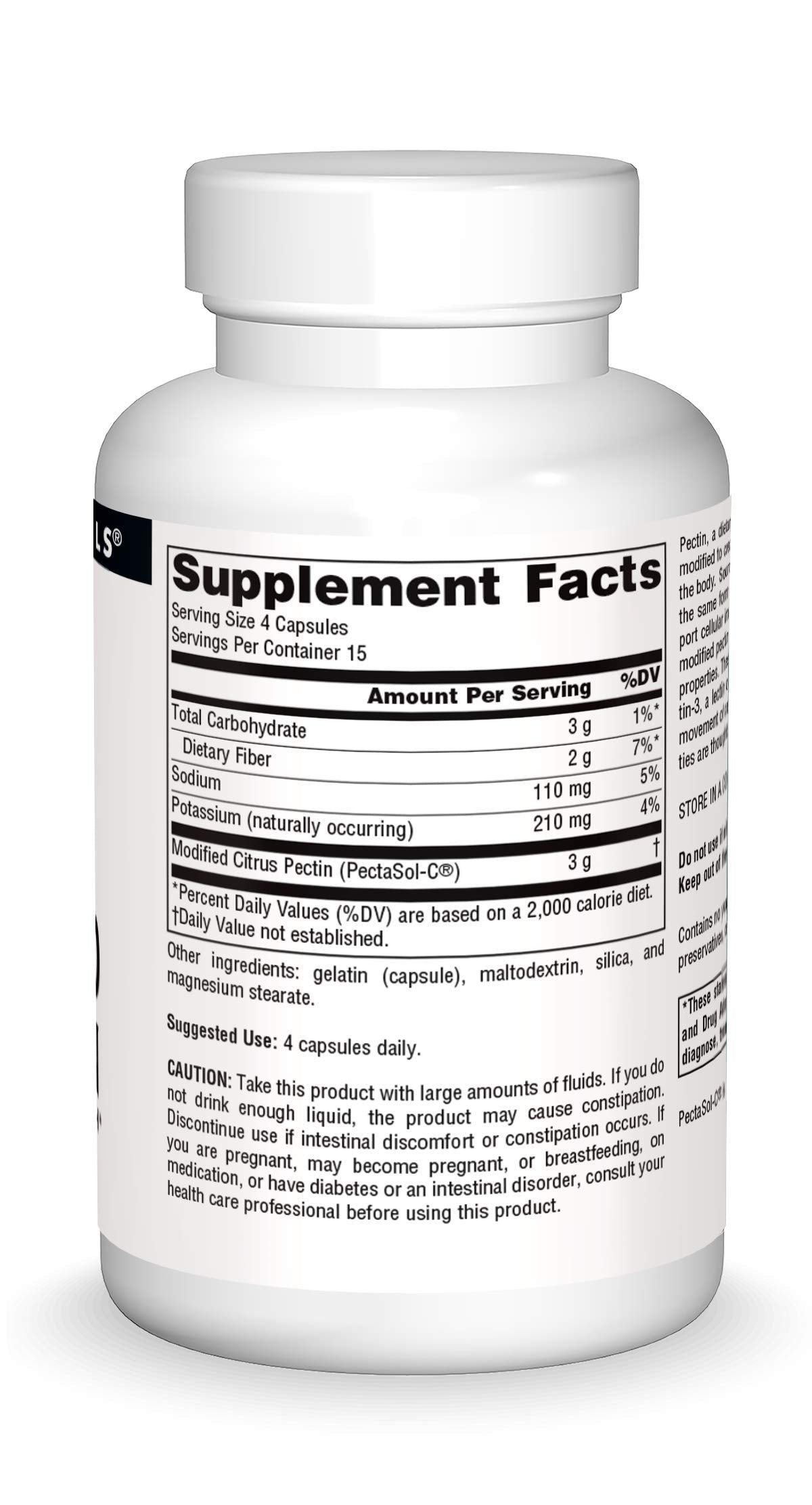 Source Naturals PectImmune label shows gluten-free and dairy-free formulation for sensitive users.