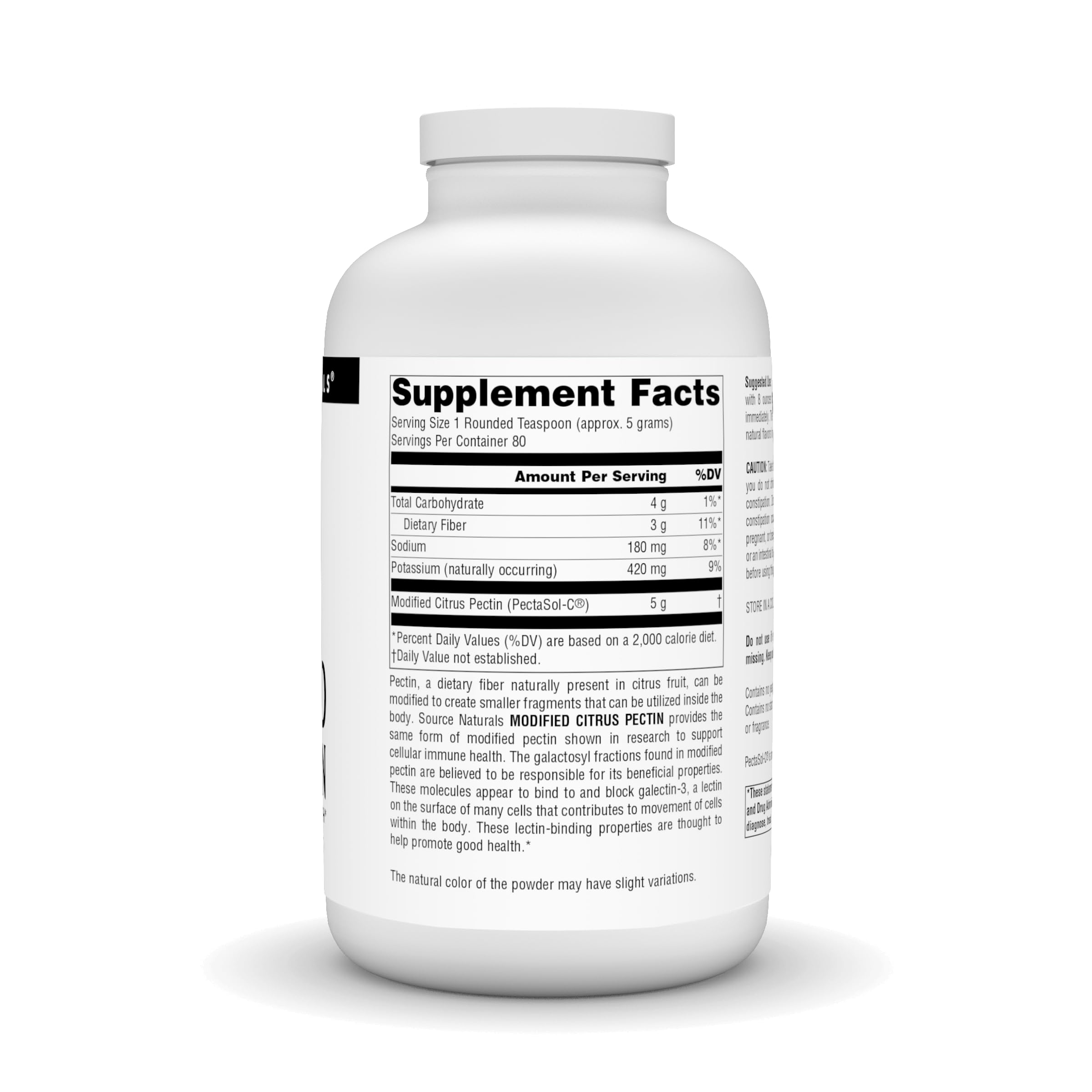 Source Naturals Pectimmune powder container — neutral taste blends into drinks.