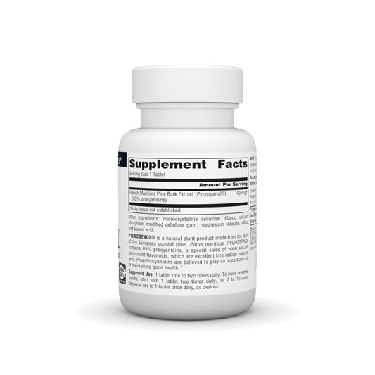 Source Naturals Pycnogenol 100 mg tablets close-up—easy, daily capsules for ongoing wellness.