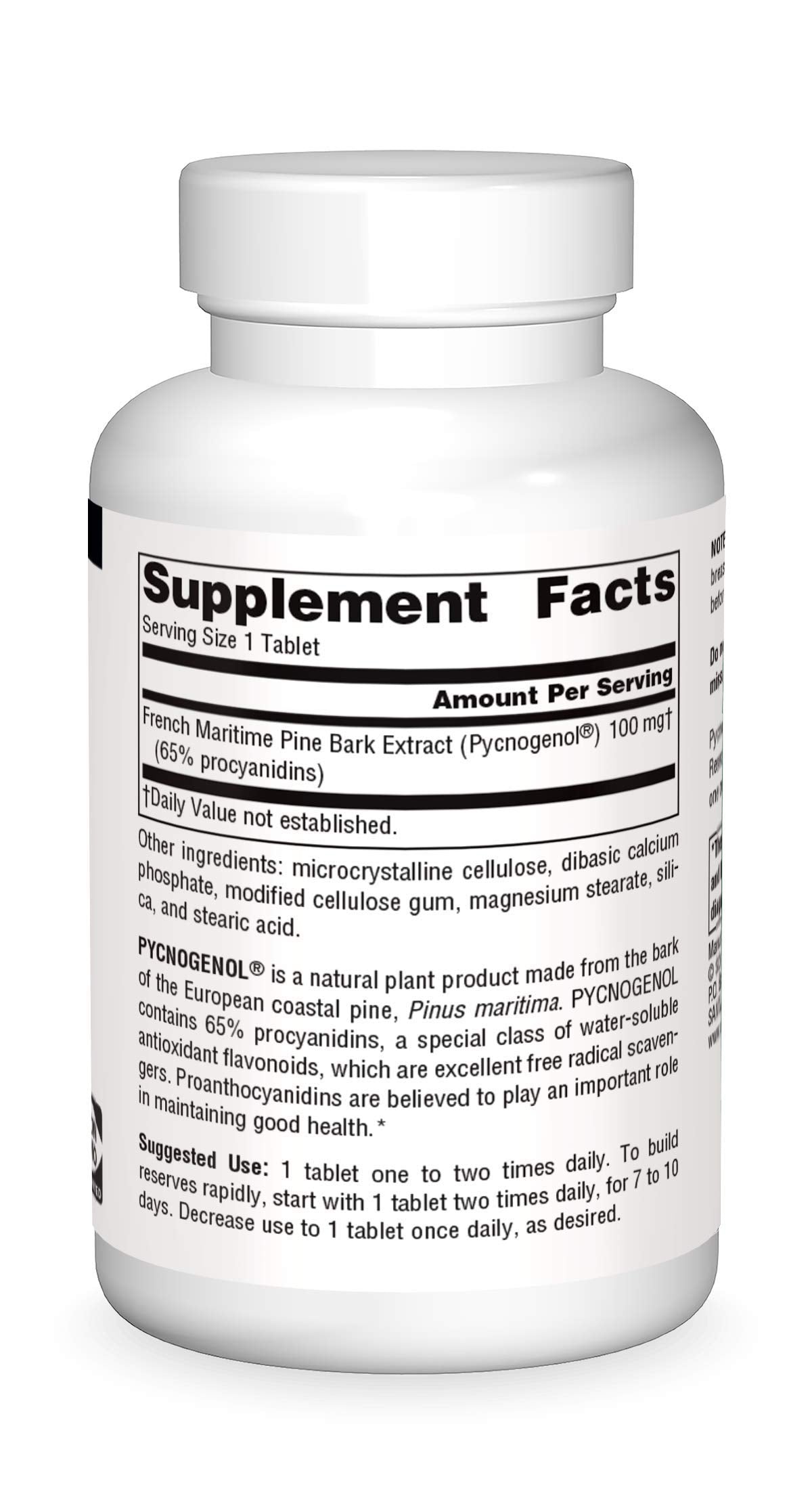 Source Naturals Pycnogenol bottle with water illustrating simple daily use