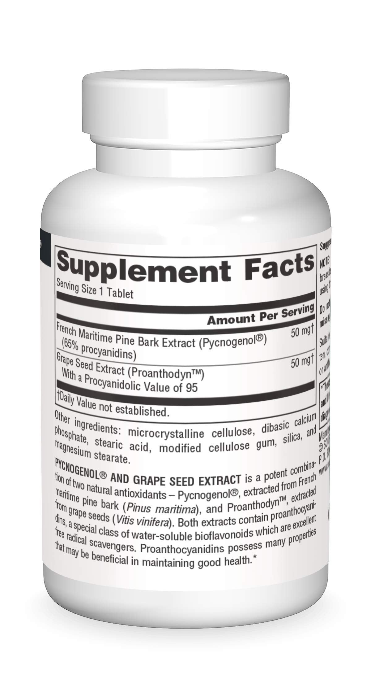 Source Naturals Pycnogenol and Grape Seed Bottle – container designed for everyday use.