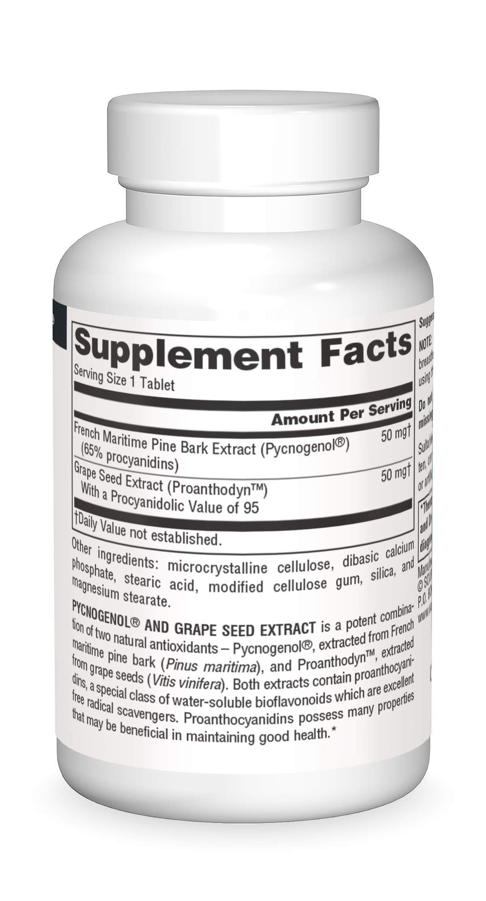Source Naturals Pycnogenol and Grape Seed Bottle – container designed for everyday use.