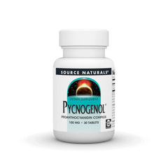 Source Naturals Pycnogenol Proanthocyanidin Complex bottle front showing 100 mg tablets for daily antioxidant support
