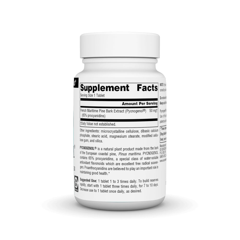 Close-up of Pycnogenol tablets highlighting procyanidins-based antioxidant potential.