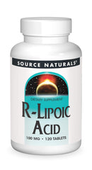 Source Naturals R-Lipoic Acid 100mg tablet front view for antioxidant support.