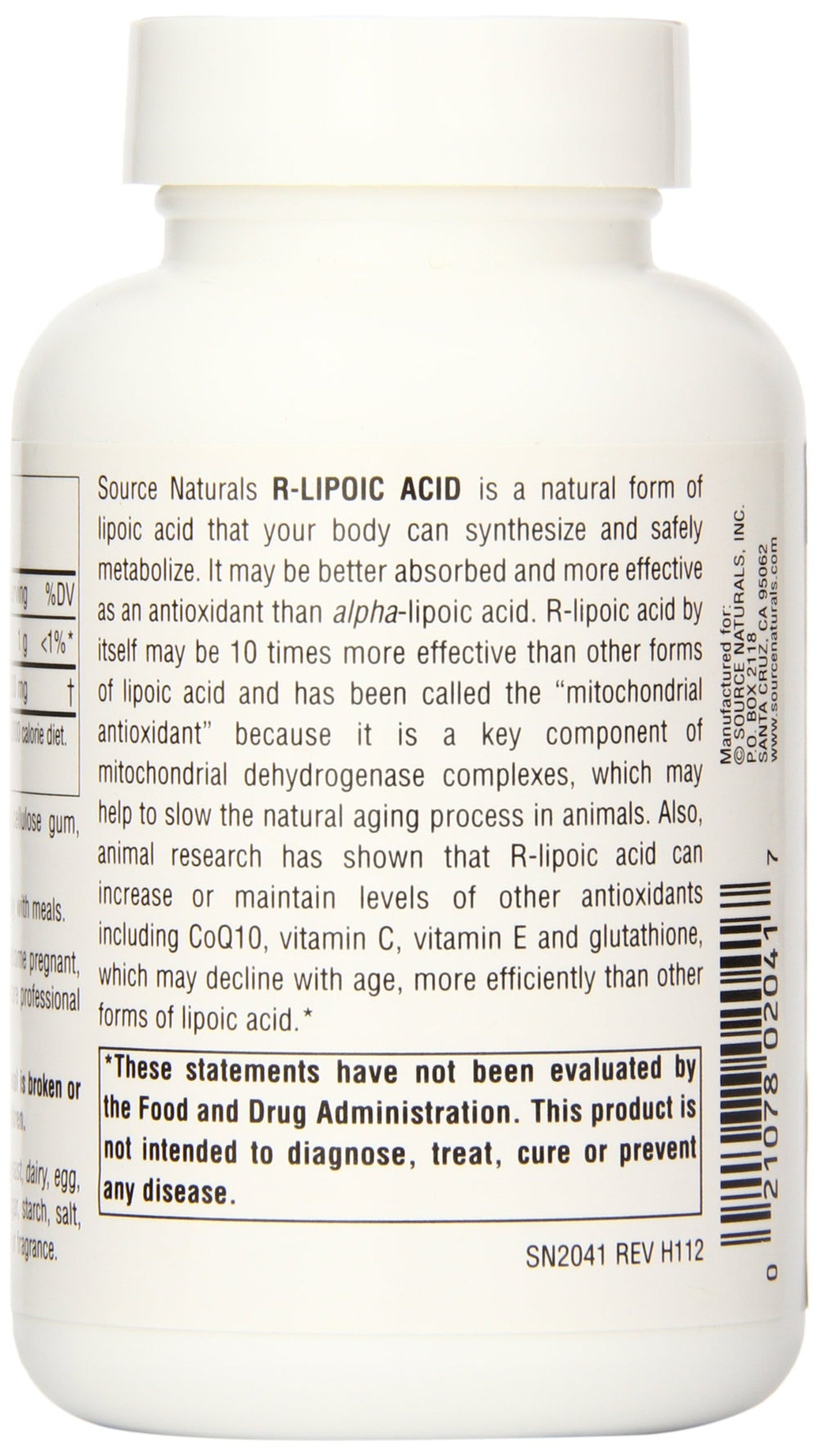 Source Naturals R-Lipoic Acid bottle on shelf with trusted packaging.
