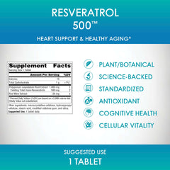 Source Naturals Resveratrol 500 label text reflects trust and heritage