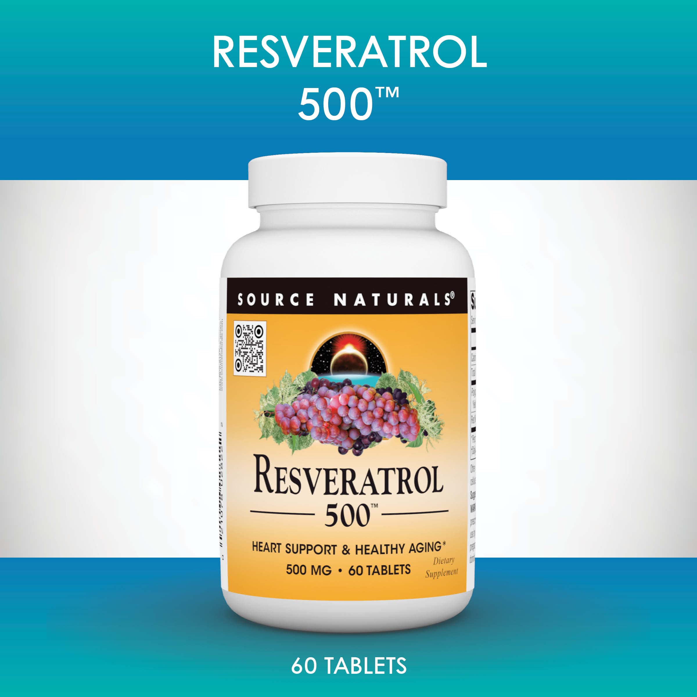 Source Naturals Resveratrol 500 packaging box highlights USA manufacturing