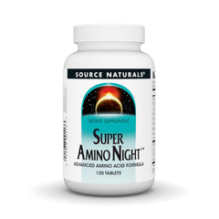 Source Naturals Super Amino Night bottle front for nightly rest support.