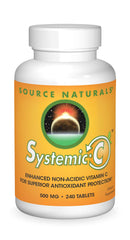 Source Naturals Systemic C 500mg bottle front, showing easy-to-swallow tablets for daily immune support.