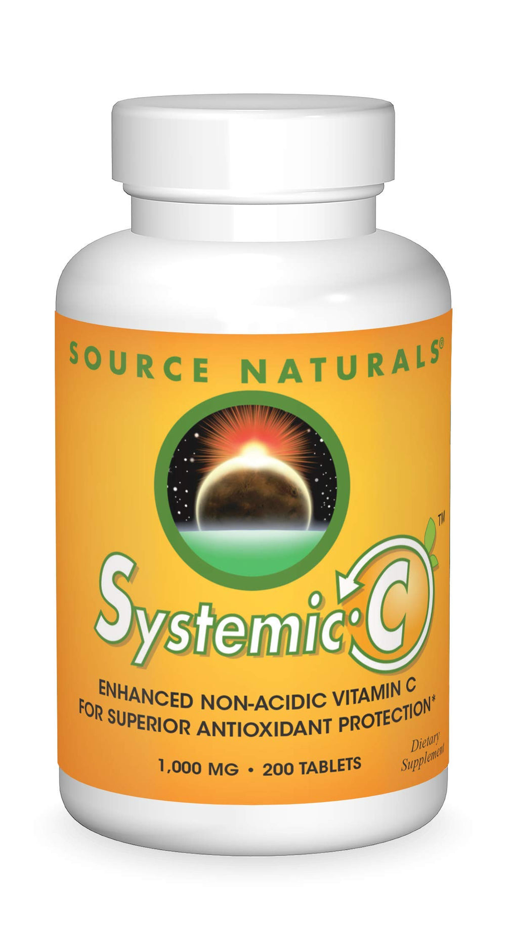 Source Naturals Systemic C bottle front shows robust vitamin C support.