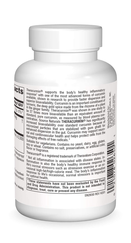 Source Naturals Theracurmin capsules close-up showing vegetarian capsules for daily wellness
