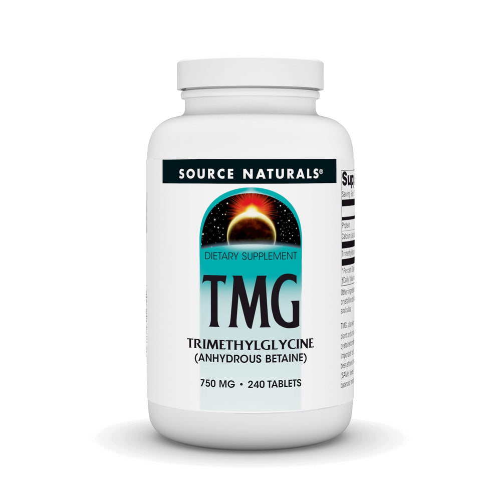 Source Naturals TMG 750mg bottle front view for methyl donor support