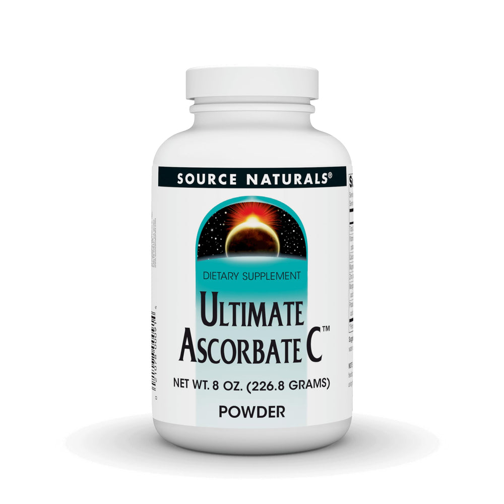 Source Naturals Ultimate Ascorbate C powder bottle for easy daily supplementation