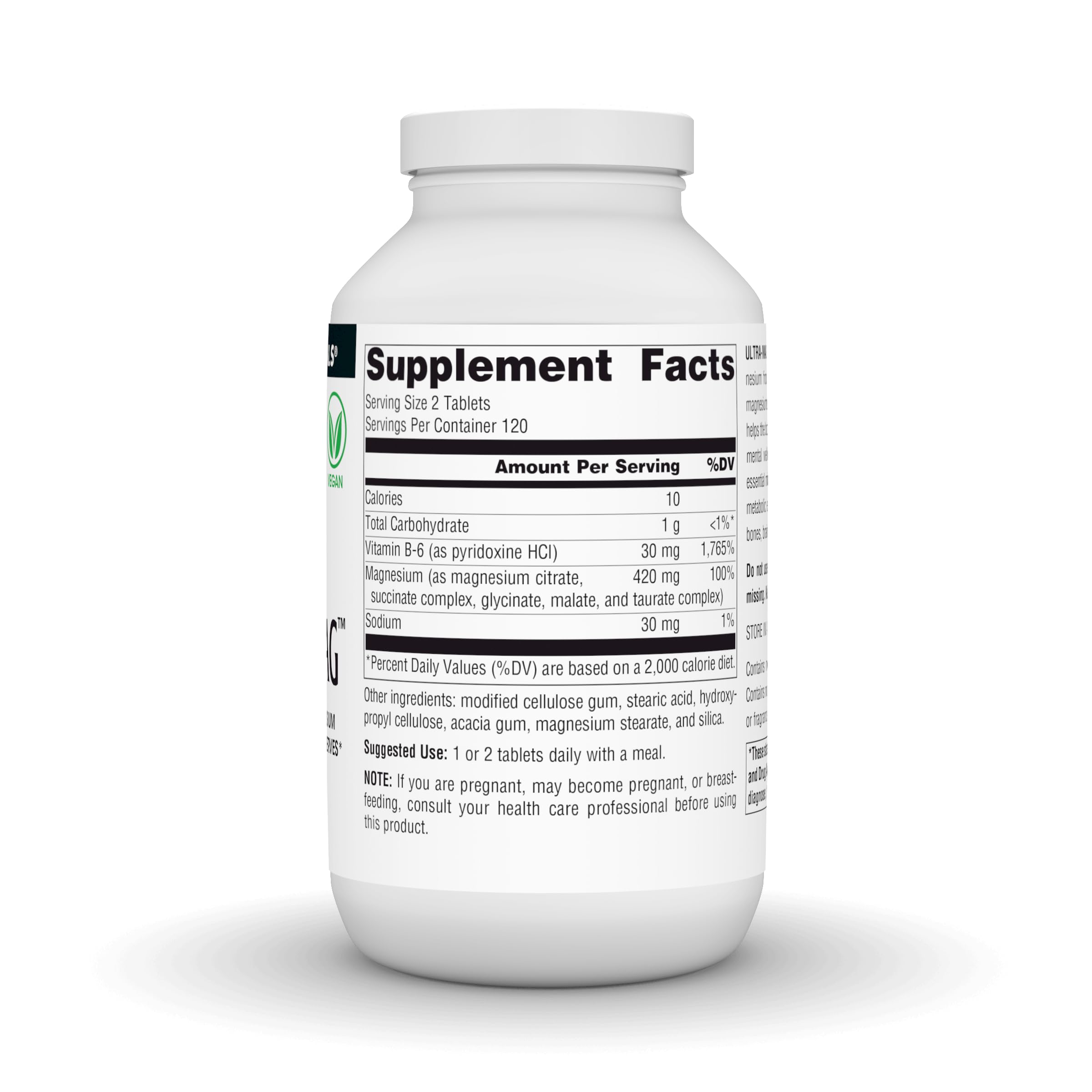Source Naturals Ultra-Mag label featuring B-6 information for utilization support.