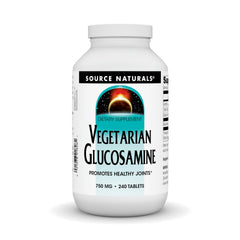 Source Naturals Vegetarian Glucosamine bottle front highlights 750 mg tablet for joint support