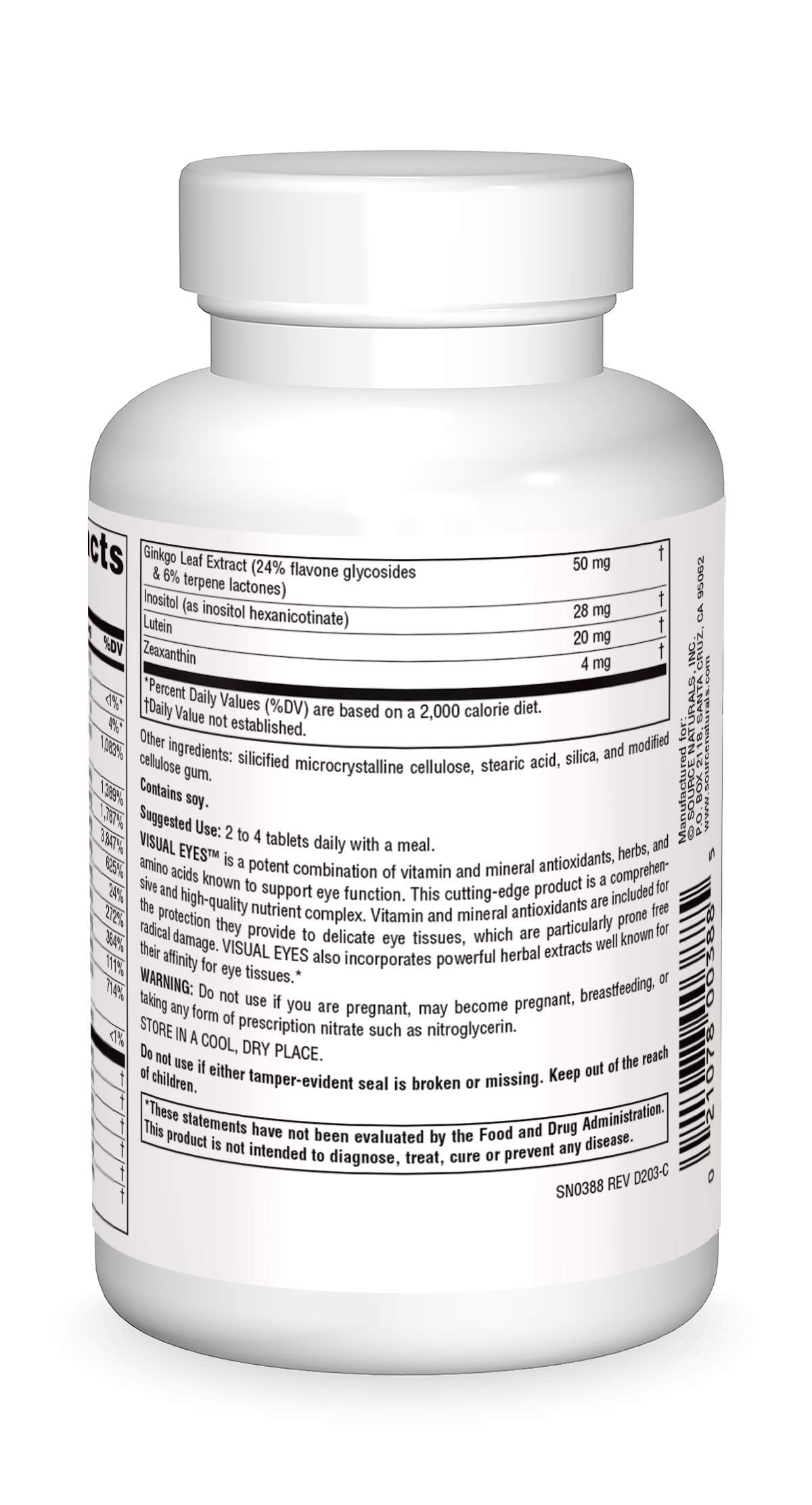 Visual Eyes tablets close-up, easy daily intake for routine eye nutrition.