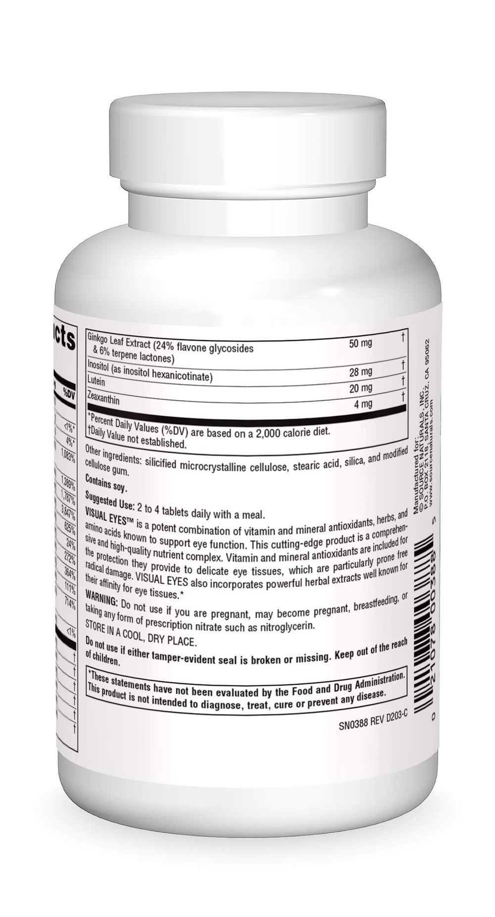 Visual Eyes tablets close-up, easy daily intake for routine eye nutrition.