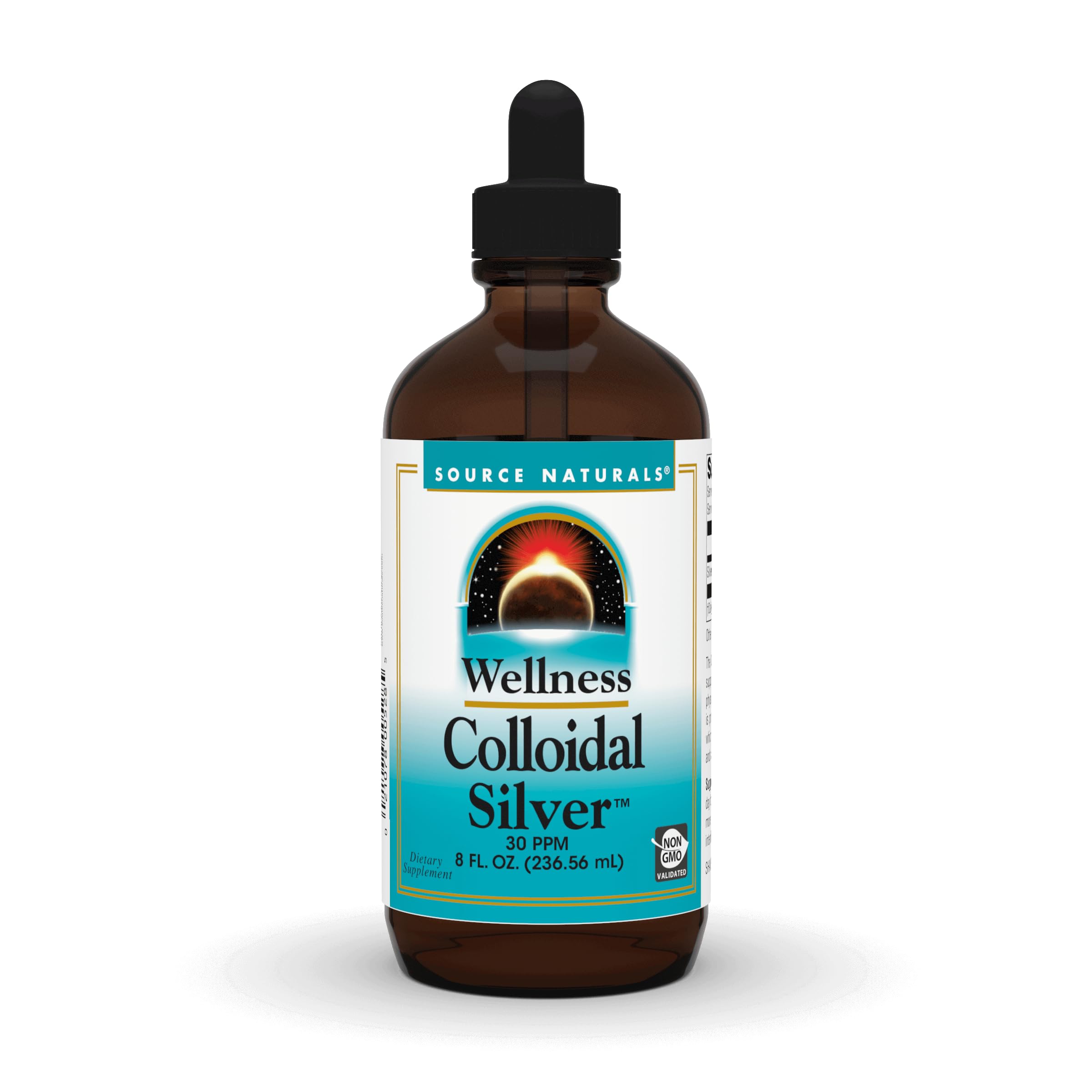 Source Naturals Wellness Colloidal Silver bottle on a clean counter for versatile daily use.