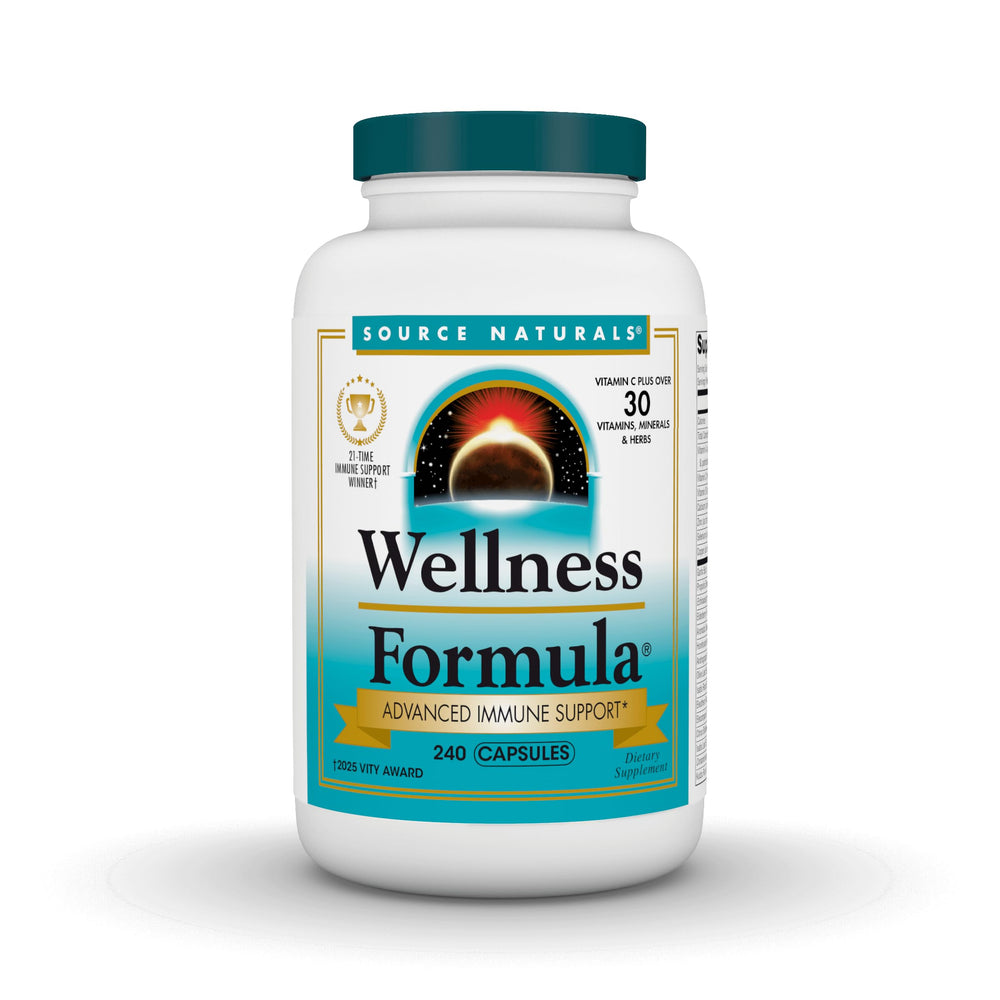 Source Naturals Wellness Formula bottle front, trusted immune support option for daily resilience.